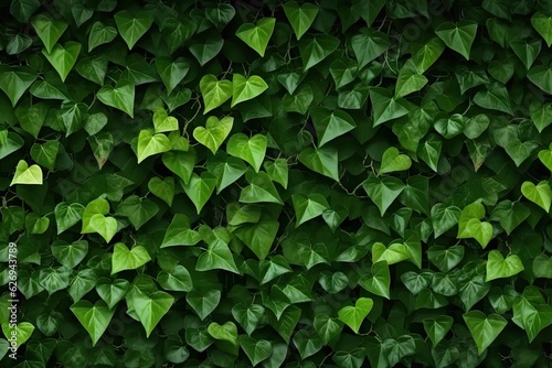 Abstract Ivy Branches Pattern on Green Textured Wall Background