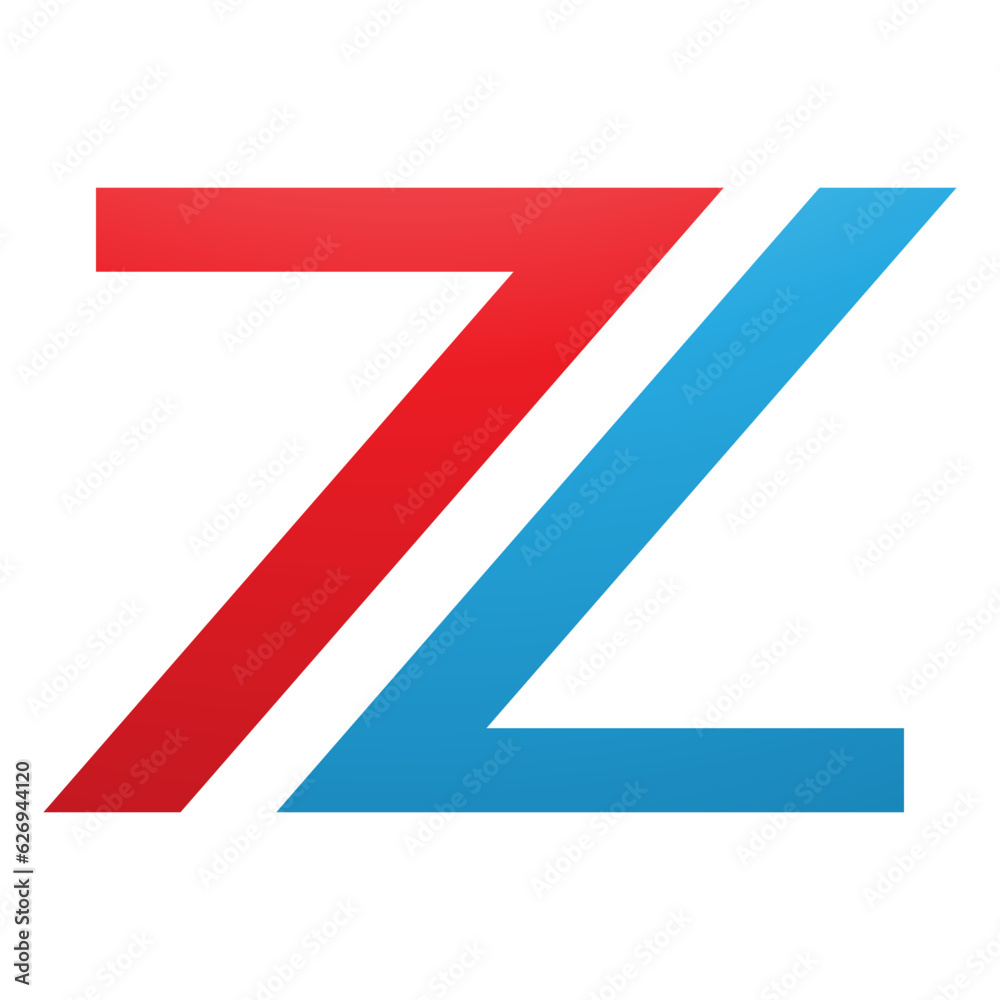 Red and Blue Number 7 Shaped Letter Z Icon Red and Blue Number 7 Shaped Letter Z Icon