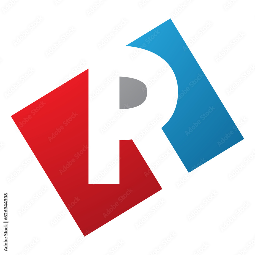 Red and Blue Rectangle Shaped Letter R Icon Red and Blue Rectangle Shaped Letter R Icon