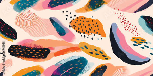 Hand drawn contemporary abstract print. Creative collage seamless pattern. Fashionable template for design
