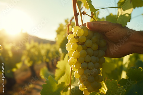Farmer collecting grapes harvesting season generated by AI