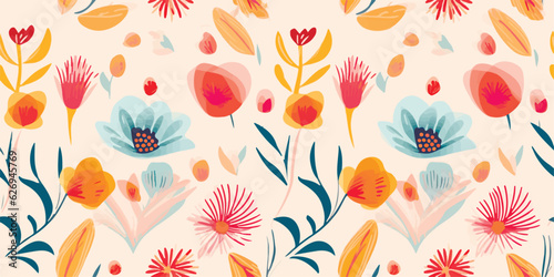 Wallpaper Mural Hand drawn artistic ethnic flowers ornament print. Cute modern style pattern. Fashionable template for design Torontodigital.ca