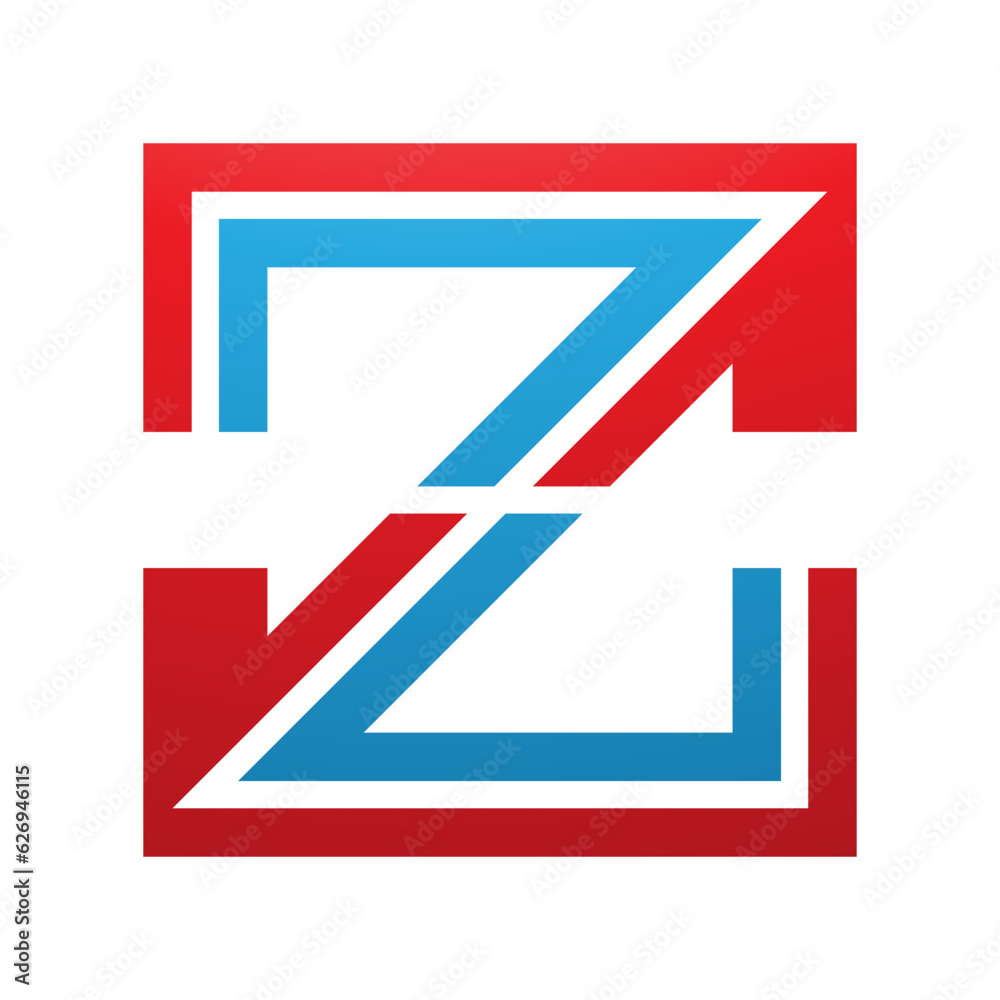 Red and Blue Striped Shaped Letter Z Icon Red and Blue Striped Shaped Letter Z Icon