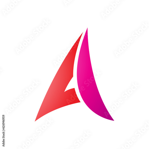 Red and Magenta Paper Plane Shaped Letter A Icon