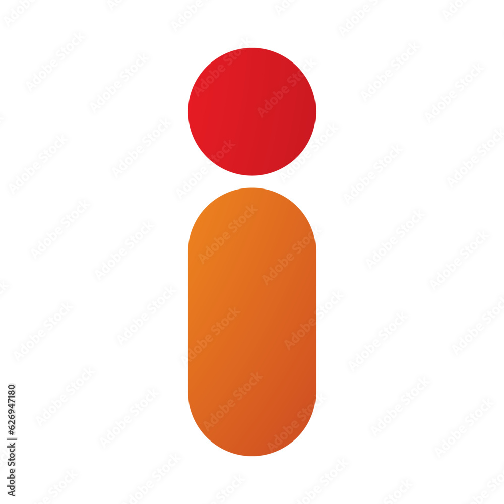Red and Orange Abstract Round Person Shaped Letter I Icon Red and Orange Abstract Round Person Shaped Letter I Icon