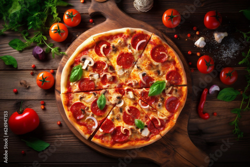 tomato black background food copy lunch cheese pizza fast meal italian food space. Generative AI.