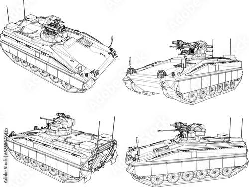 Vector illustration sketch of army combat war tank vehicle