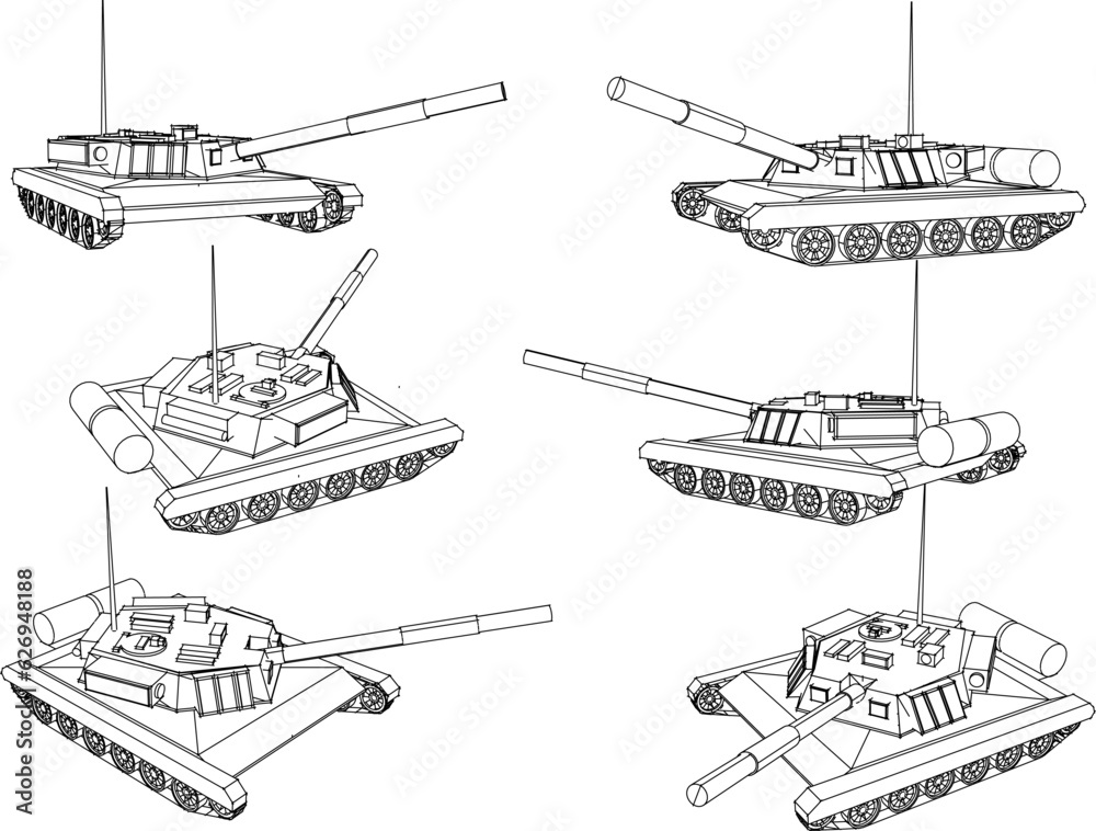 Vector illustration sketch of battle tank vehicle cartoon