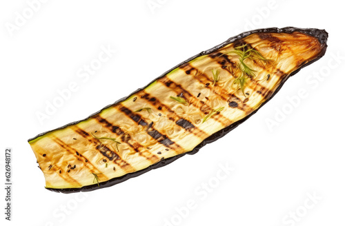 Grilled slice of aubergine isolated on transparent background