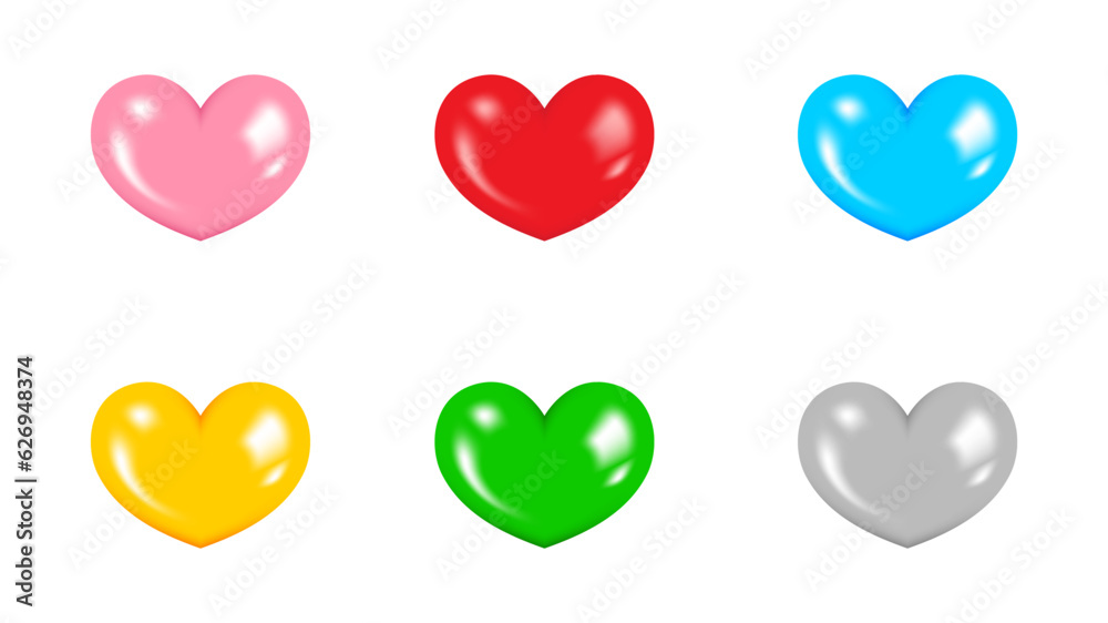 set of heart balloons with six options. a set heart vector illustration set of heart balloons with six options. a set heart vector illustration