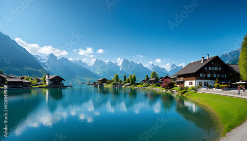 landscape with lake and mountains