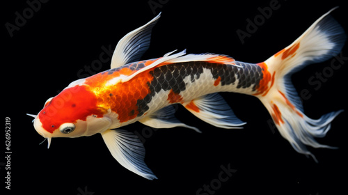 Koi fish isolated on black background with clipping path. 