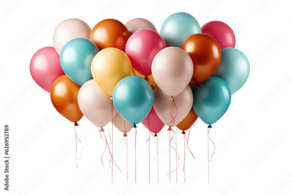 Colorful balloons isolated on transparent background. Generative Ai Colorful balloons isolated on transparent background. Generative Ai