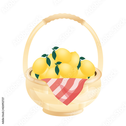 lemon in a basket illustration vector