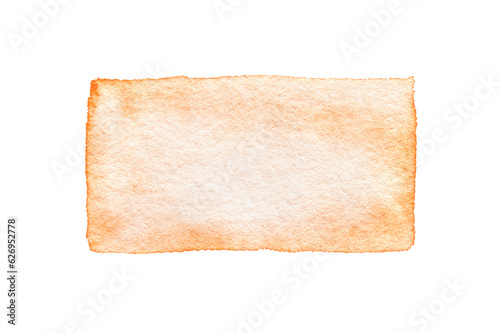 Watercolor texture background. Orange sky cloud. Hand drawing art. Vintage backdrop banner. Aquarelle ground paper. Abstract wet image. Impression stain rectangle template