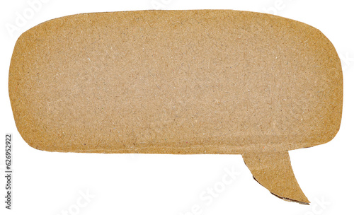 Cardboard speech bubble of round elliptical shape with copy space for text on transparent or white background