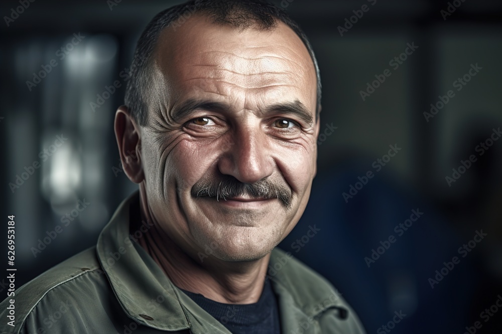 industry industrial work engineer portrait factory worker man construction job helmet occupation senior mature manufacturing, created using generative AI technology