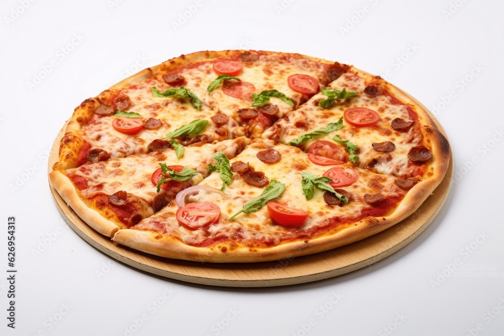 Pizza isolated on white, generative AI