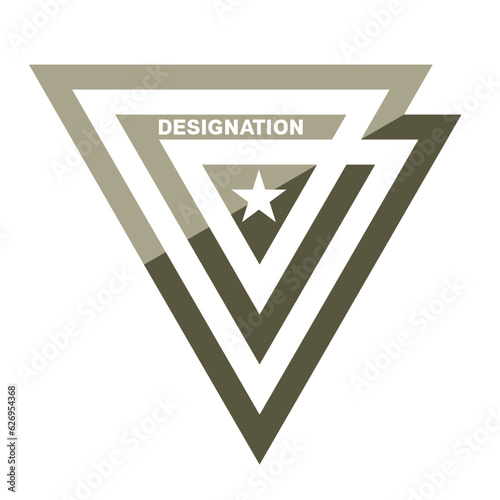 Triangle logo design element with designation lettering and star icon .