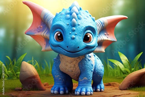 Cute Triceratops baby cartoon character, Generative AI.   © nilanka