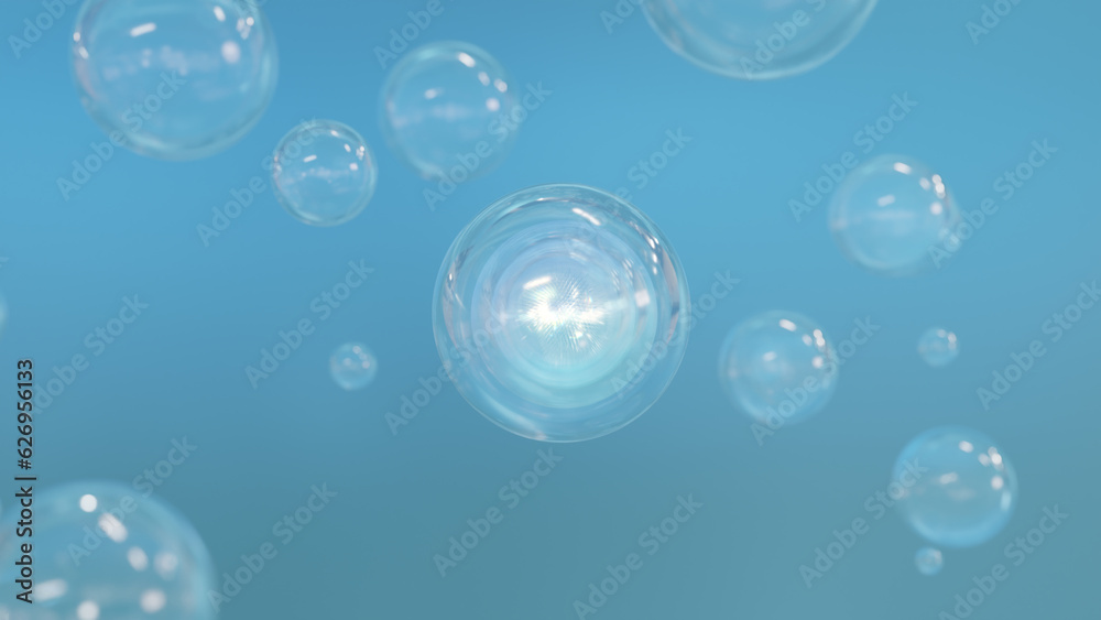 cosmetic 3d bubble design on background Abstract science background with bubbles on water. cosmetic bubble design magic