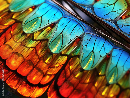 Photo of Insect wings: Close-up shots of insect wings highlight their translucent membranes, delicate veins, and vibrant colors, allowing you to appreciate the intricacy and beauty
