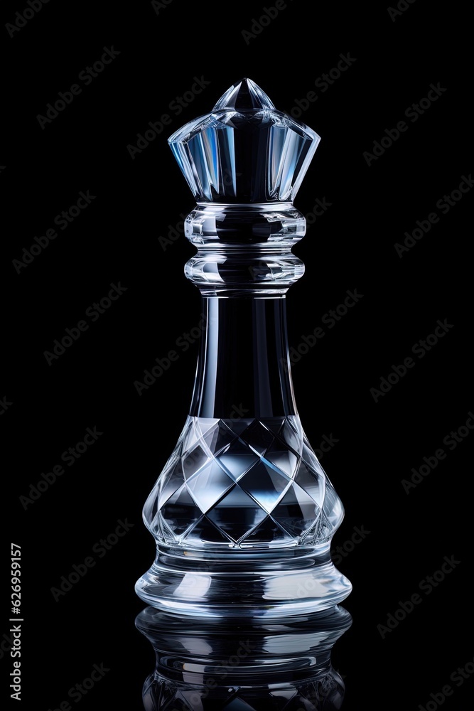 crystal glass chess pieces on black ai generated crystal glass chess pieces on black ai generated
