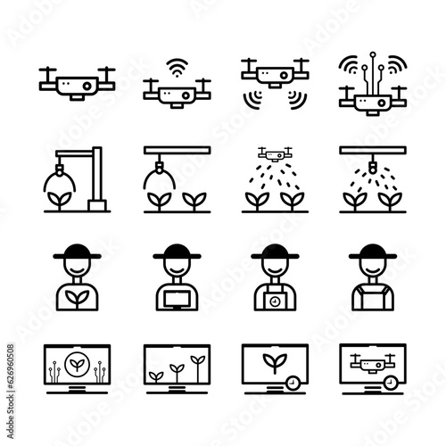 smart farm icon set with modern technology