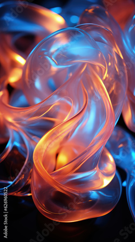 Futuristic vertical background with pink neon waves. Abstract multicolor fire - generative ai