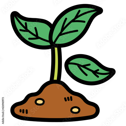 sprout filled outline icon style