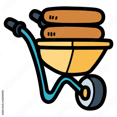 wheelbarrow filled outline icon style