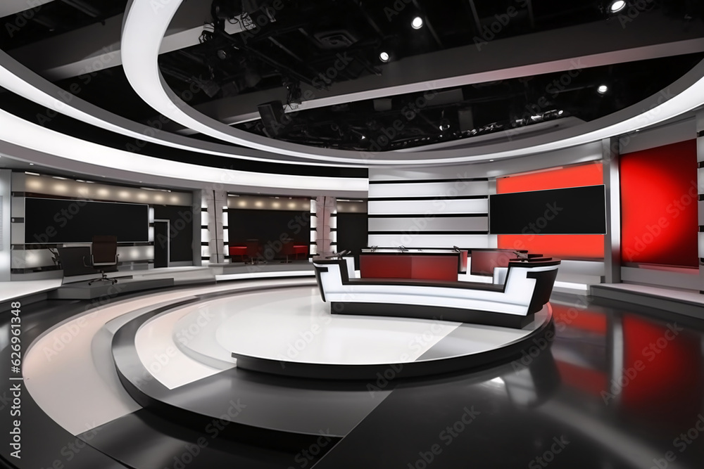 Tv Studio. Backdrop for TV shows .TV on wall. News studio. The perfect backdrop for any green screen or chroma key video or photo production. 3D rendering. Tv Studio. Backdrop for TV shows .TV on wall. News studio. The perfect backdrop for any green screen or chroma key video or photo production. 3D rendering.