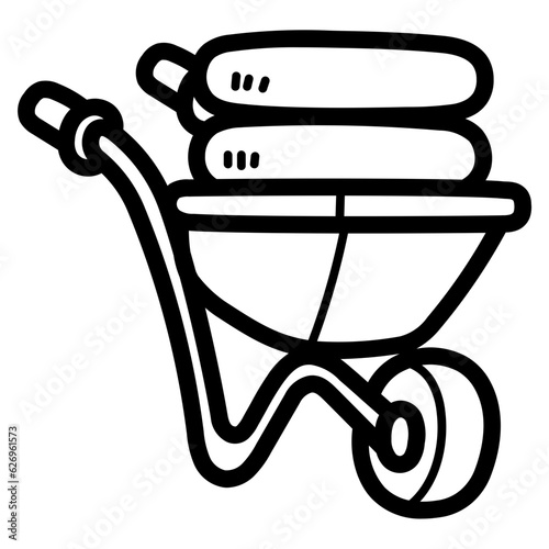 wheelbarrow line icon style