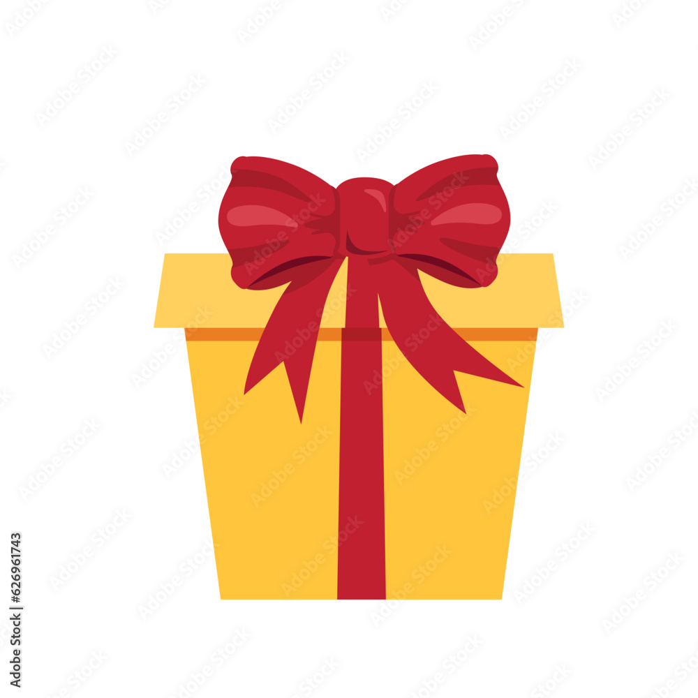Gift box to Valentine day holiday. Flat vector illustration of icon of a gift box, Christmas present and Mothers day isolated on white. Gift box to Valentine day holiday. Flat vector illustration of icon of a gift box, Christmas present and Mothers day isolated on white.