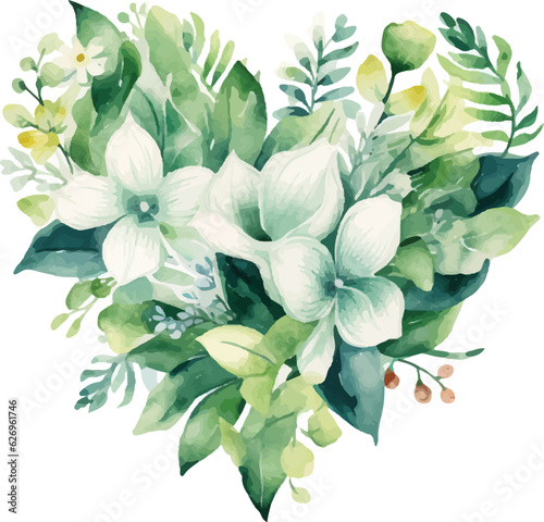 Free vector watercolor flowers in heart shape for Valentine