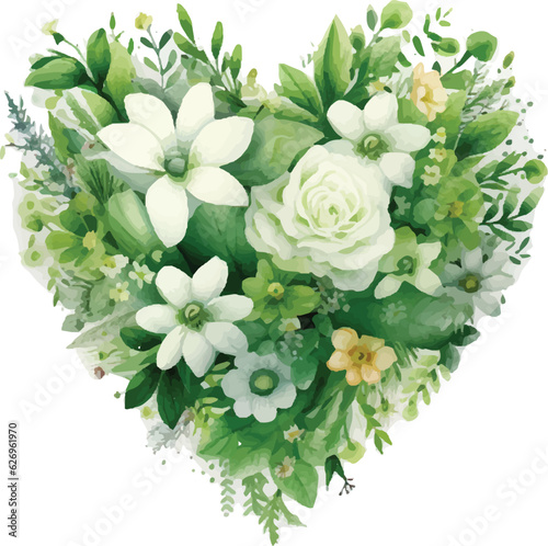 Free vector watercolor flowers in heart shape for Valentine