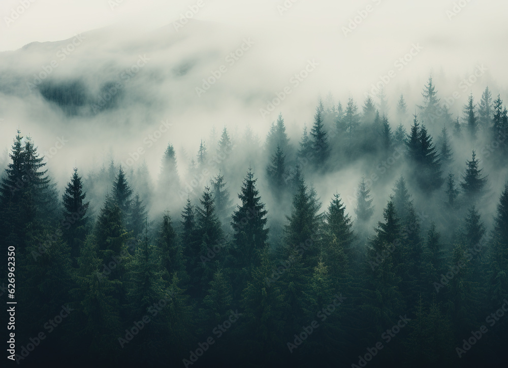 mist in the mountains and forest