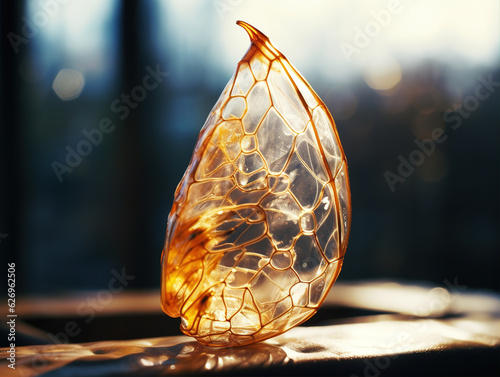 Photo of Close-up of a butterfly chrysalis: Close-up photographs of a butterfly chrysalis reveal its unique shape, intricate patterns, and the transparent outer layer that protects