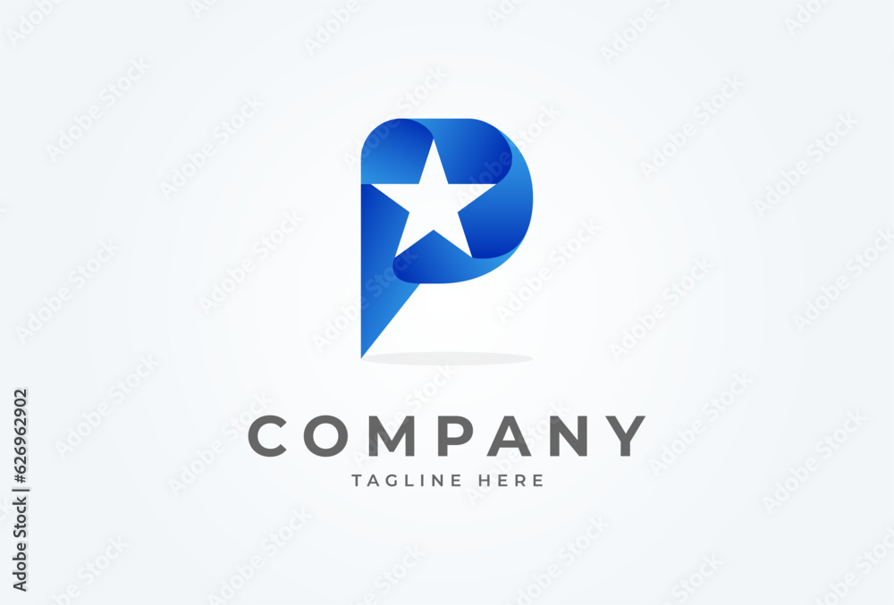 Initial Letter P Logo. letter P with star inside. Usable for Business and company Logos, vector illustration Initial Letter P Logo. letter P with star inside. Usable for Business and company Logos, vector illustration