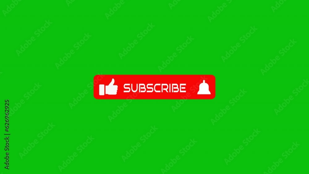 Youtube subscribe like bell icon button pop up clicked animation motion graphic with chroma green screen background clip template