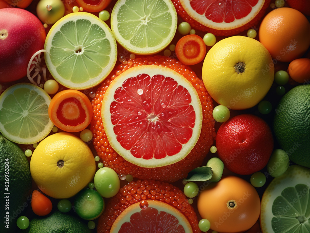 Photo of Fruits and vegetables: Close-up shots of fruits and vegetables capture their textures, vibrant colors, and the details of their skin or peel. It showcases the freshness and natural beauty Photo of Fruits and vegetables: Close-up shots of fruits and vegetables capture their textures, vibrant colors, and the details of their skin or peel. It showcases the freshness and natural beauty