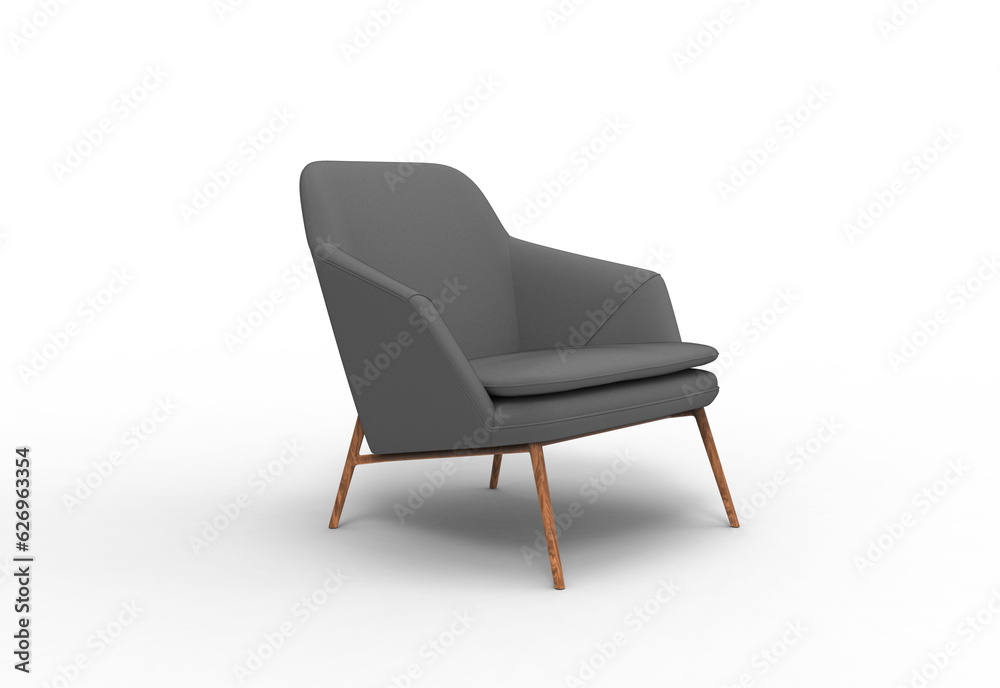 armchair angle view with shadow 3d render armchair angle view with shadow 3d render