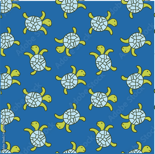 Cute turtle seamless repeat pattern for kids clothing, apparel, fabric, surface design (ID: 626963939)