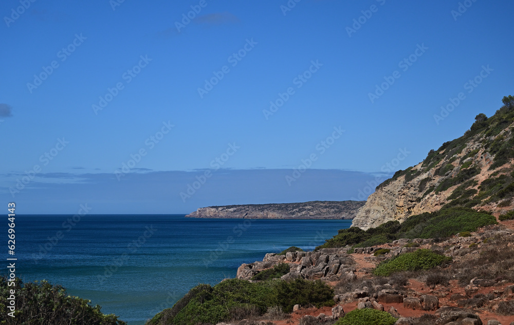 Ocean Cove, Cliffs and Rocks near Salema Beach Algarve Portugal