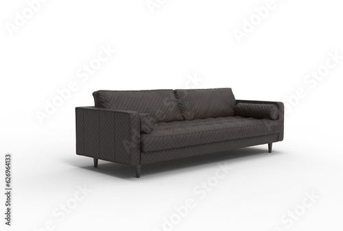 Leather sofa angle view with shadow 3d render