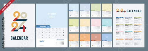 Calendar 2024 corporate design template vector. 2024 Calendar.