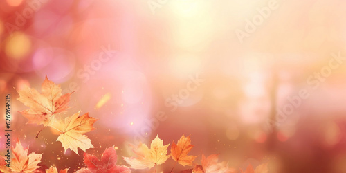Abstract nature autumn Background with gold leaves  soft background    bokeh