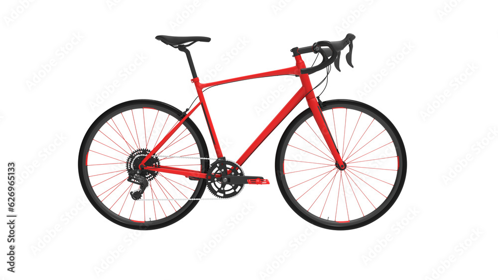 road bicycle side view without shadow 3d render