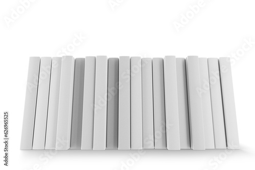 White book mockup, notepad. White books are on the side in a row. The concept of learning. Back to school. A number of notepads. 3D rendering.