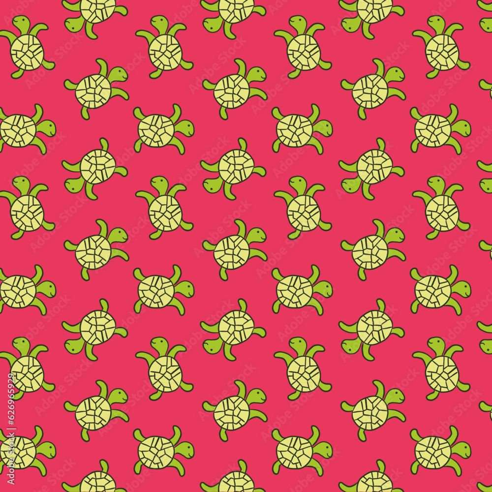Bright tropical turtle pattern, wallpaper, background, repeat print
